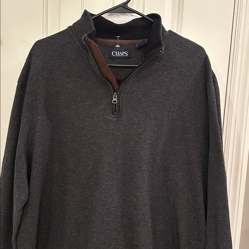 Chaps Men's Dark Charcoal Half-Zip Sweater